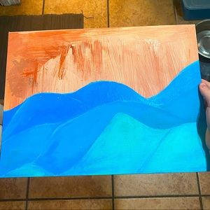 ABSTRACT BLUE AND BROWN LANDSCAPE (16in x 12in)